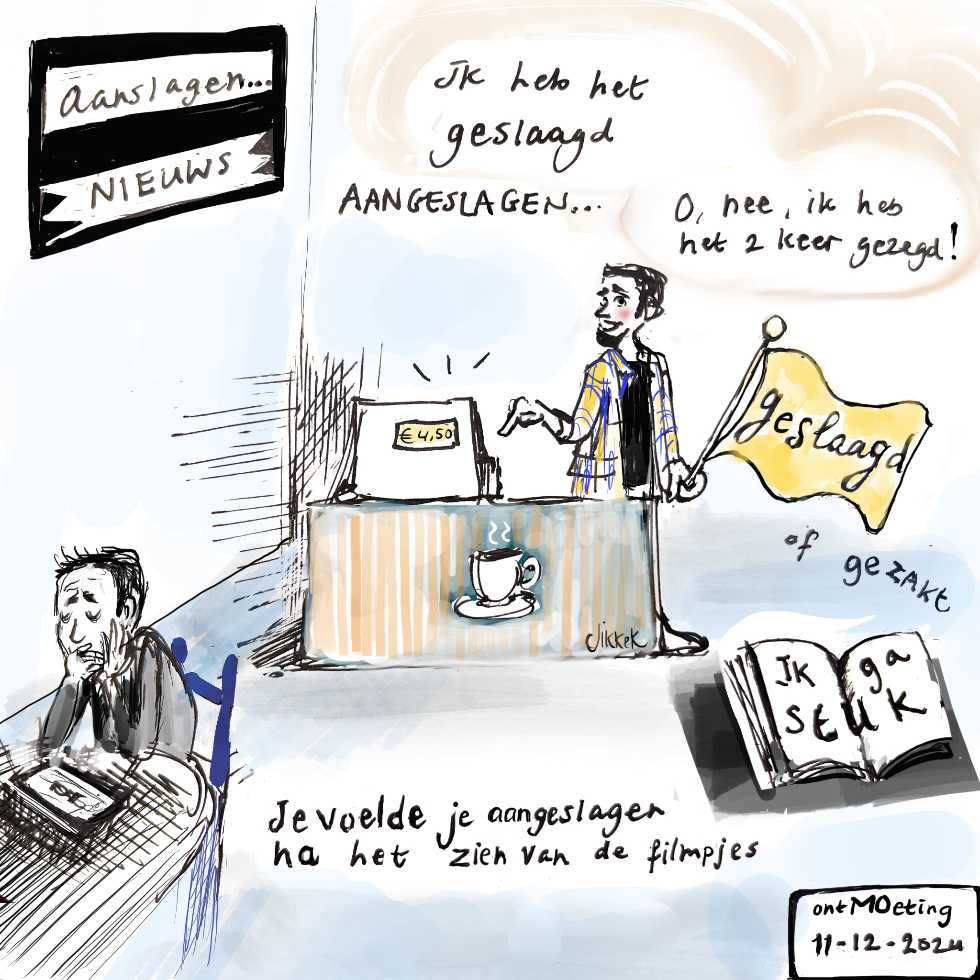 Illublog geslaagd Illustratie van Jikke Kuiper bij een gesprek tussen haar taalmaatje en haar